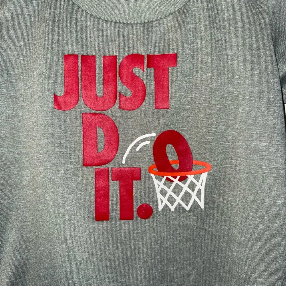 Nike Gray and Red Short Sleeve Tee with Sporty Graphic - Picture 2 of 5